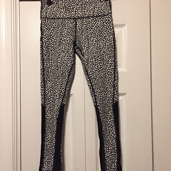 lululemon athletica Pants - Lululemon Black White Running Tight Pants 4